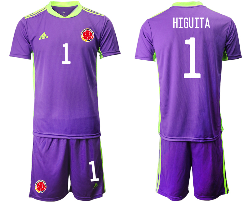 Men 2020-2021 Season National team Colombia goalkeeper purple #1 Soccer Jersey2